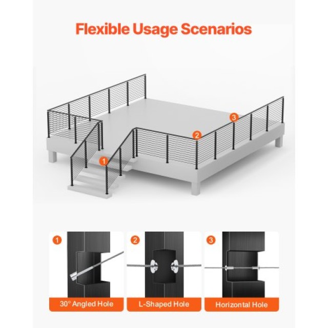 VEVOR Κολόνα Κάγκελου με Καλώδιο και Γωνιακές Οπές 30° 1JZLGZXHS106...