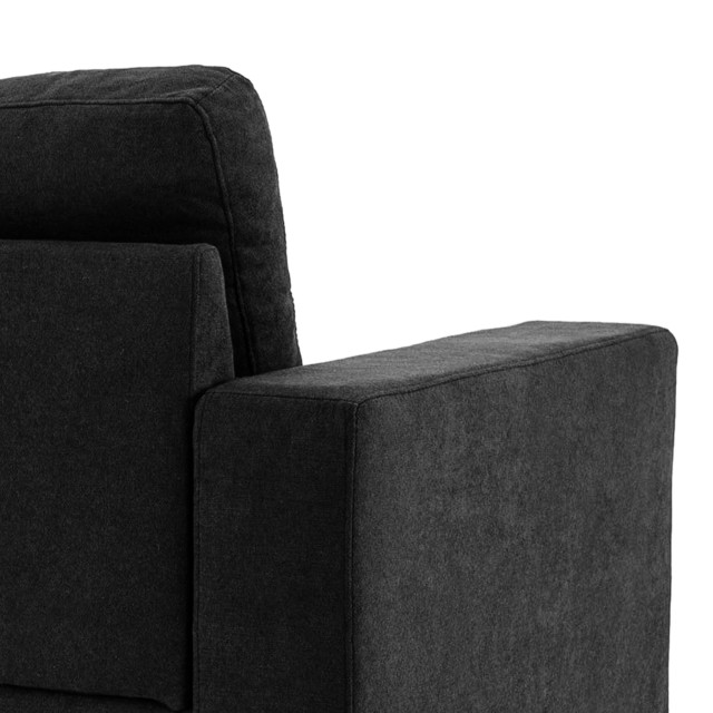 HOMCOM Γωνιακός Καναπές 3 Θέσεων με Αντιστρέψιμη Χαμηλή Προέκταση και Μαξιλάρια, σε Ύφασμα Εφέ Λινό, 193x136x85 εκ., Μαύρο 833-850V01BK