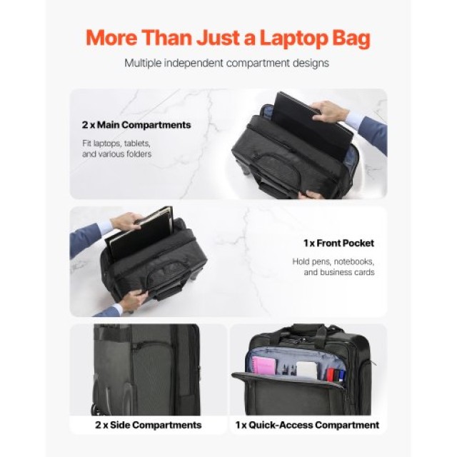 VEVOR Τσάντα Laptop με Ρόδες 17.3 Μαύρη LGSTDNB173INKNMLTV0