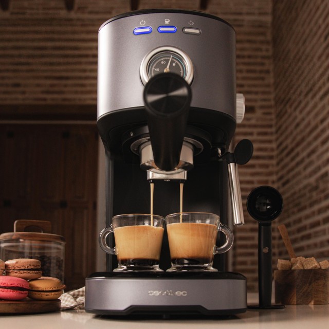 CECOTEC  Καφετιέρα Espresso Power 20 Pecan Steel, Ψηφιακή με 20 Bar και Ρυθμιζόμενο Ατμοποιητή  CEC-00275