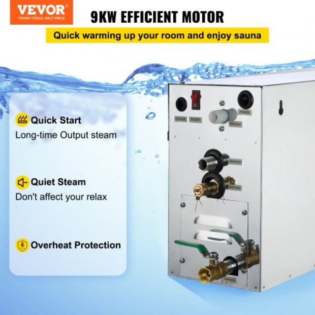 VEVOR 9KW Γεννήτρια Ατμού για Σάουνα με Ψηφιακή Οθόνη 35℃-55℃  9KWSNZQJ000000001V2