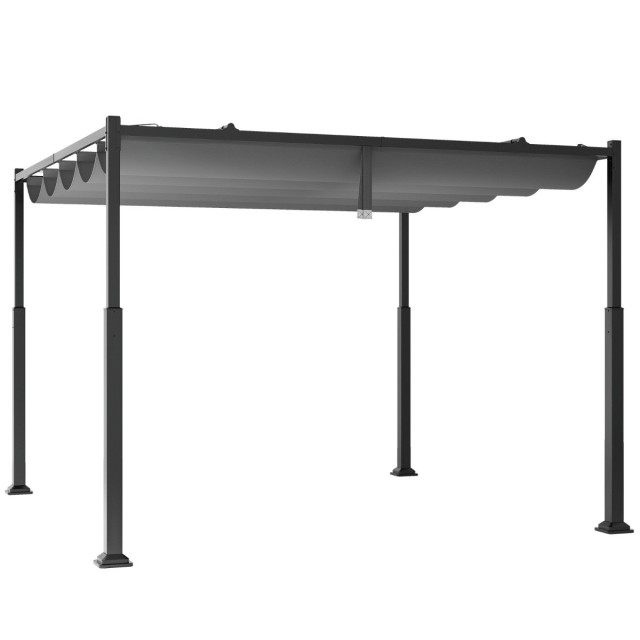 Costway  Εξωτερική Πέργκολα 310 x 310 cm με Επεκτάσιμο Σκίαστρο και Ανθεκτική Κατασκευή NP11860GR