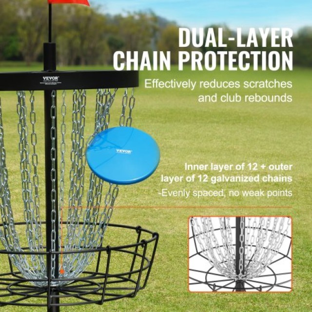 VEVOR Καλάθι Disc Golf, Φορητός Στόχος με 24 Αλυσίδες, Μαύρο  YDLSY...