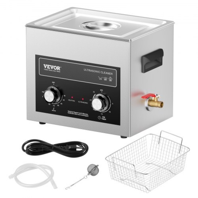 VEVOR  10L Υπερηχητικός Καθαριστής με Θερμαντήρα, Χρονοδιακόπτη & Κ...