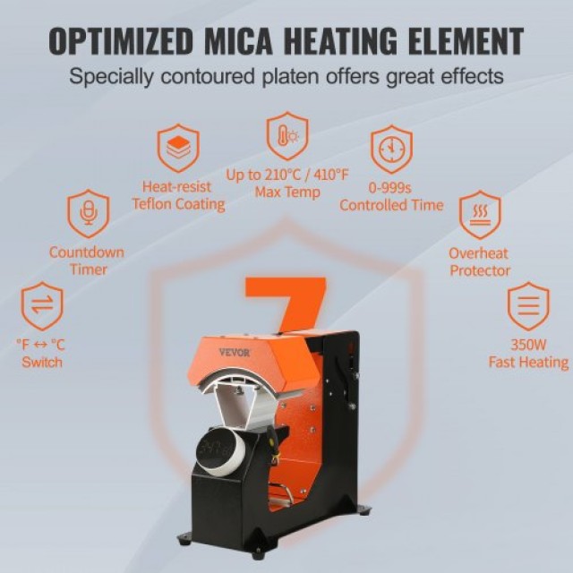 Αυτόματη Πρέσα Καπέλων VEVOR με 3 Θερμαντικά Μαξιλάρια για Μεταφορά...