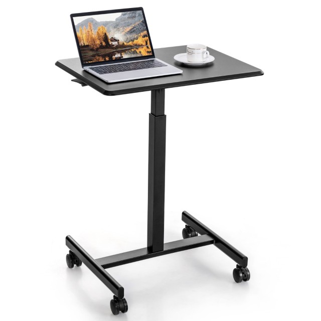 Ρυθμιζόμενο Γραφείο Laptop με 4 Ρόδες, Μέγιστο Φορτίο 80 kg 65 x 48 x 74 - 108 cm - Μαύρο JV11347DK Costway