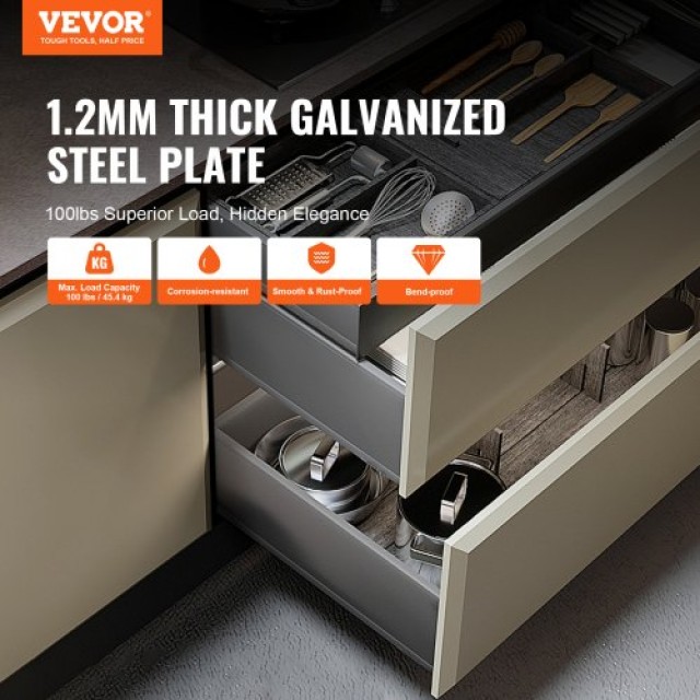 VEVOR 6 Ζεύγη Συρόμενων Οδηγών 457.2mm, Βαρέως Τύπου με Αθόρυβο Κλε...