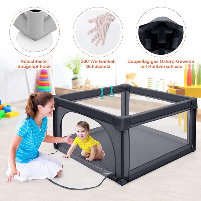 Costway Παιδικό Πάρκο 120 x 120 cm με 50 Μπάλες και Αναπνεύσιμο Δίχ...