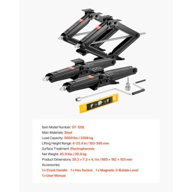 VEVOR Σετ 4 Υδραυλικοί Γρύλοι Σταθεροποίησης 5000lbs 23.4in για Τρο...