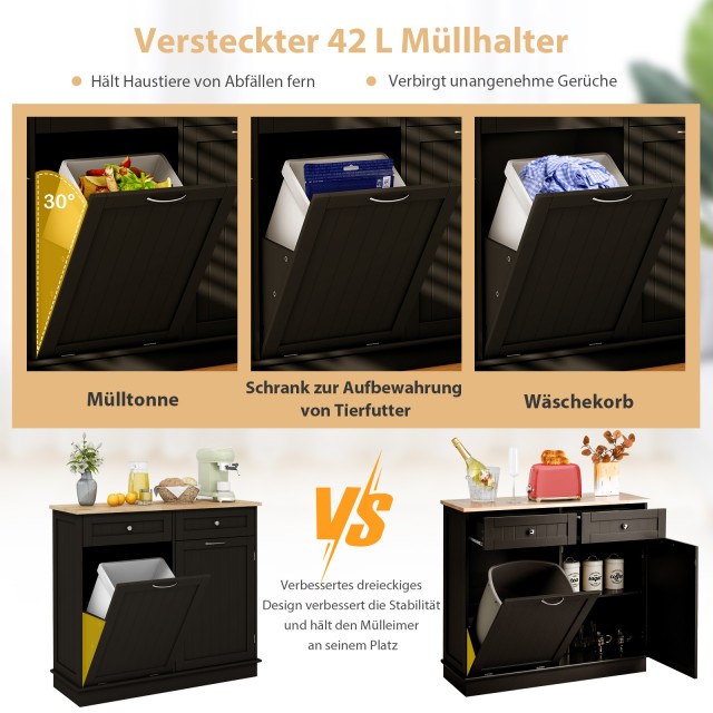 Costway Ντουλάπι Κουζίνας με 42L Κάδο Απορριμμάτων, Πάγκο, 2 Συρτάρ... Costway Ντουλάπι Κουζίνας με 42L Κάδο Απορριμμάτων, Πάγκο, 2 Συρτάρ...