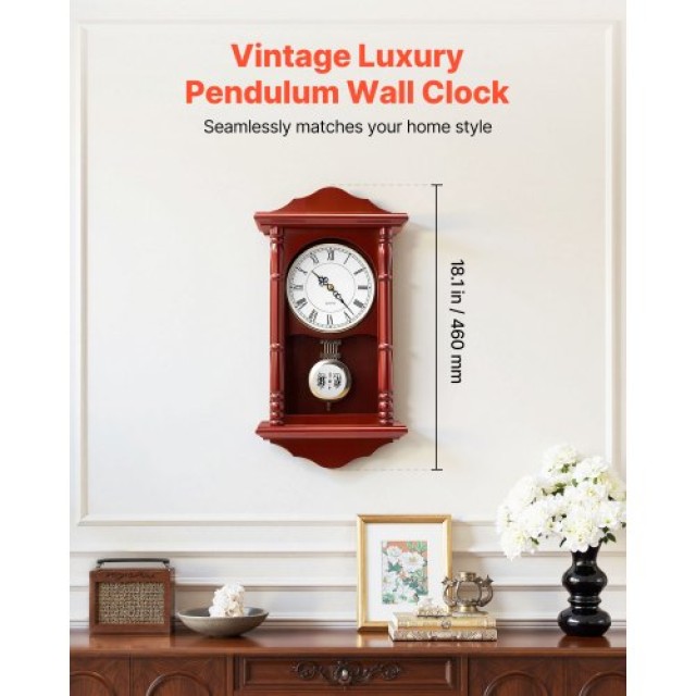 VEVOR Ρολόι Τοίχου Εκκρεμές Grandfather Clock 18 ιντσών με Κίνηση Q...