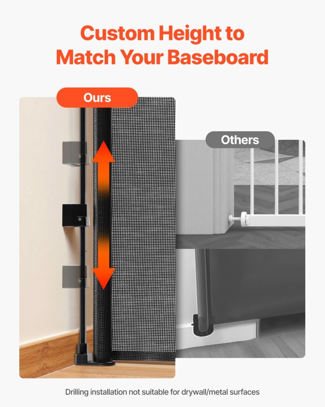 VEVOR Πτυσσόμενη Παιδική Πύλη, Πλάτος έως 1850 mm, Ύψος 980 mm, Μαύ...