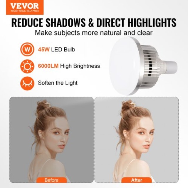 VEVOR  Σετ Φωτισμού Softbox 20x28 ιντσών 45W LED 3000-6500K για Φωτογράφιση  SYRGZMTZ20283Z1TCV2