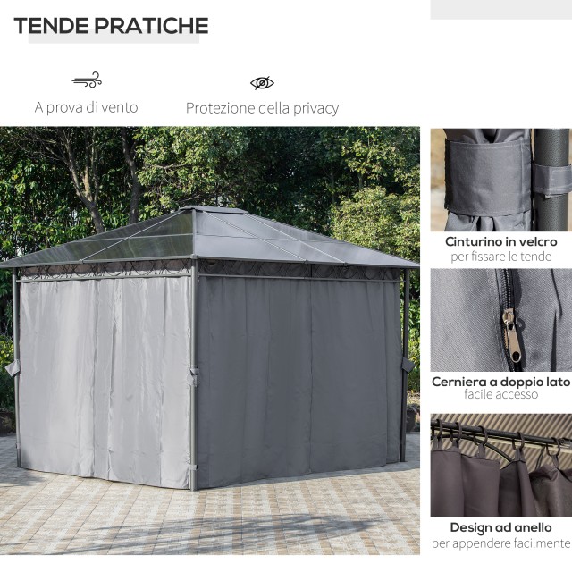 Outsunny 3,6x3m Garden Gazebo με Anti UV Polycarbonate Roof και κου...