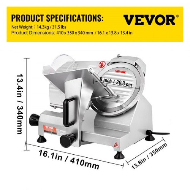 Ηλεκτρικός Κόφτης Κρέατος VEVOR 200W με Λεπίδα 8 για Οικιακή & Επαγ...