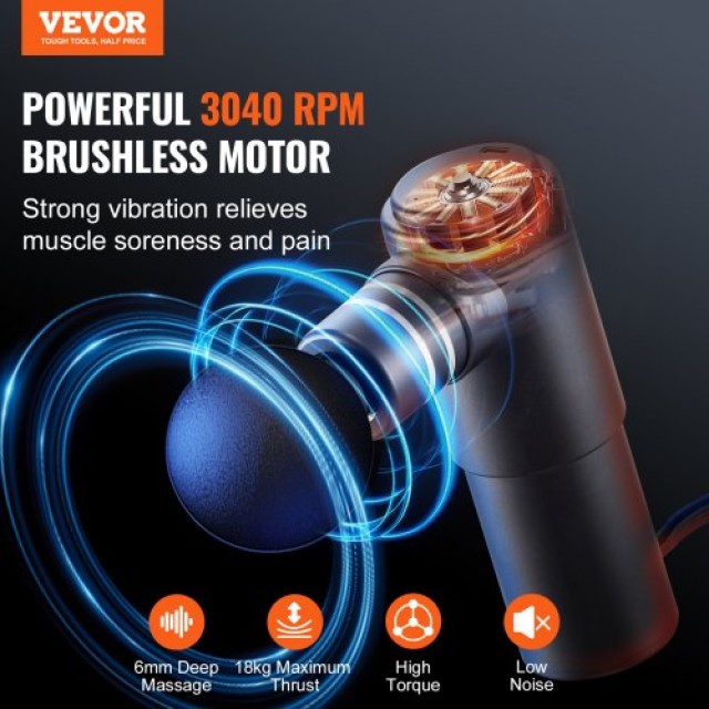 VEVOR Πιστόλι Μασάζ με 4 Ταχύτητες & 4 Κεφαλές  JMQ3200RPMTXDJ6WBV9