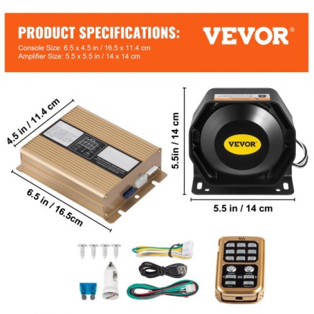 VEVOR 400W Σειρήνα Αυτοκινήτου με 8 Ήχους και Μικρόφωνο  400WCZHHQYZLB0001V0