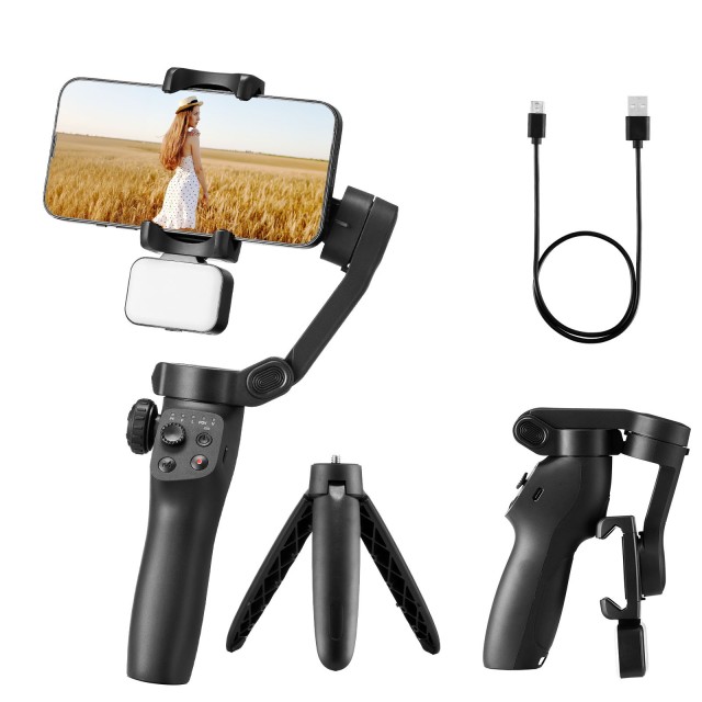 VEVOR Σταθεροποιητής Gimbal 3 Αξόνων για Κινητά με Μαγνητικό Φωτισμ...