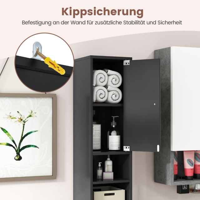 Costway  Στενή ντουλάπα μπάνιου με 2 πόρτες & 1 συρτάρι, 20 x 20 x ...