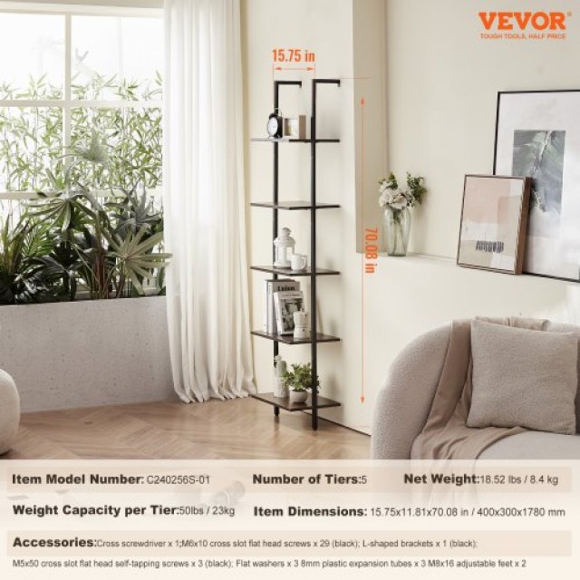 VEVOR  Ράφι Τοίχου 5 Επιπέδων 39.6x30εκ για Υπνοδωμάτιο JSGZWJFGHMBH9PIGIV0