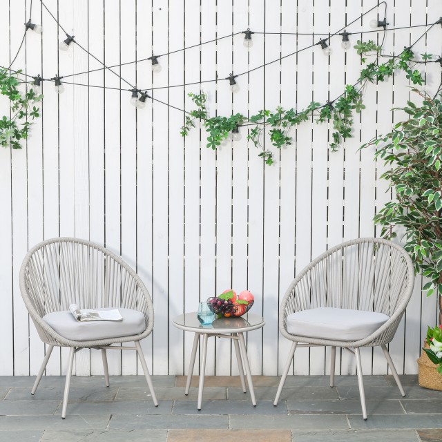 Outsunny Σετ πολυθρόνες κήπου υφασμένες από PE Rattan με Τραπεζάκι ...
