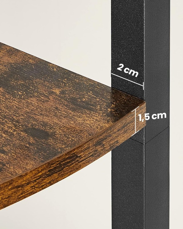Γωνιακή Ραφιέρα 5 Επιπέδων 30 x 30 x 160cm– Vintage Καφέ/Μαύρο  LLS...