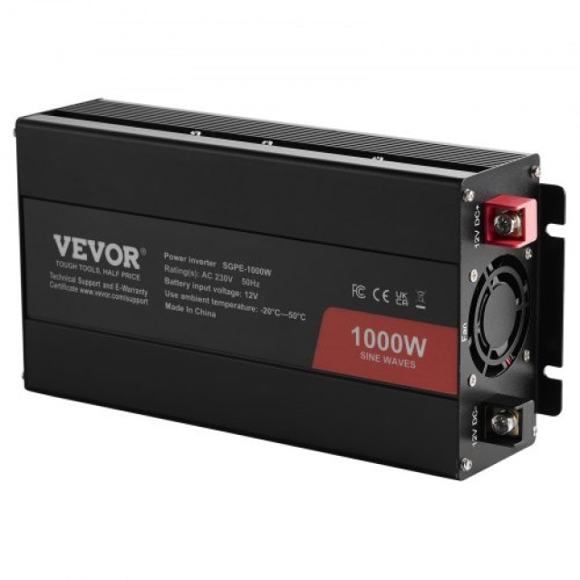 VEVOR Καθαρός Ημιτονοειδής Μετατροπέας 1000W DC12V σε AC230V με Τηλεχειριστήριο CE FCC  CZXNBQ1000WCILWT2V2