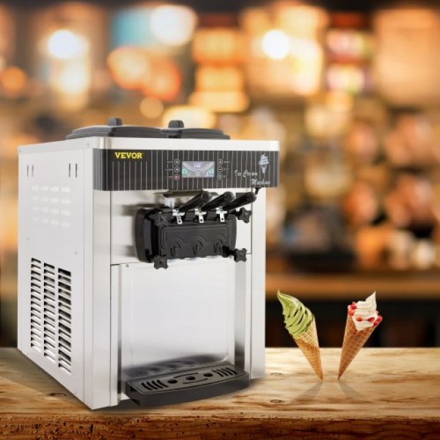 VEVOR Επιτραπέζια Μηχανή Μαλακού Παγωτού 2200W Παραγωγής 5,3 έως 7,4 Γαλόνια Αρτοποιεία BJLJYKF-8218TPDT1V2