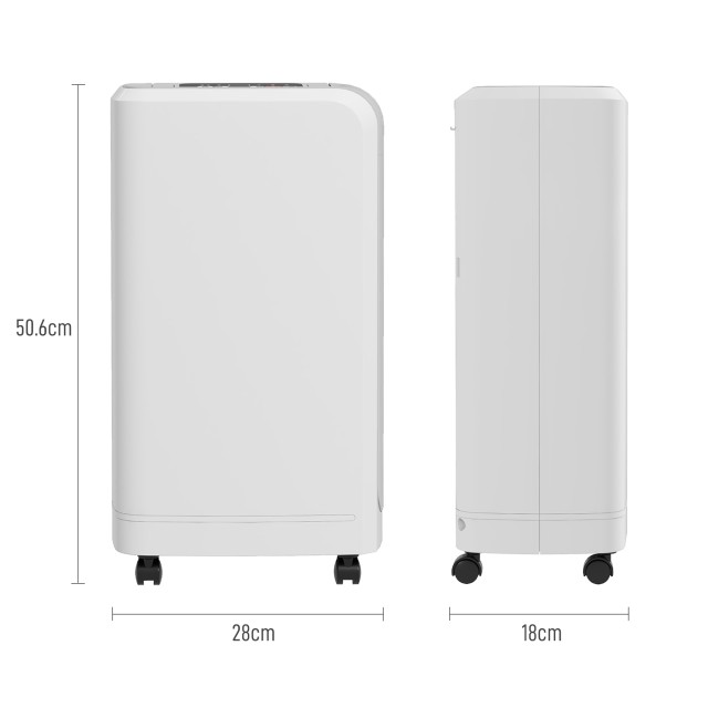 HOMCOM  Φορητός Αφυγραντήρας Touch 12L με Σωλήνα Αποστράγγισης, Χρονοδιακόπτη και Φίλτρο, από ABS, 28x18x50.6 cm, Λευκός  821-035V90WT