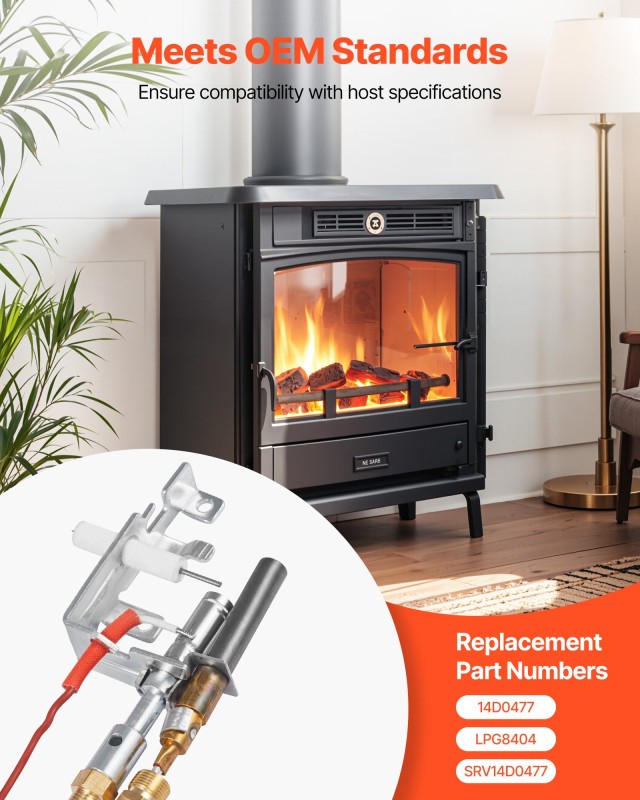 VEVOR Σύστημα Ανάφλεξης Υγραερίου για Τζάκια, Συμβατό με Αρκετά Μον...