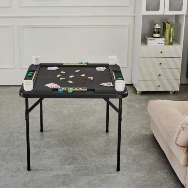 Τραπέζι Mahjong VEVOR, Τετράγωνο Πτυσσόμενο Τραπέζι για 4 Παίκτες με Θήκες & Δίσκους, Φορητό Τραπέζι Παιχνιδιών, 35.4 x 35.4 ίντσες, Μαύρο  SDMJZHSDMNGP0C7TXV0