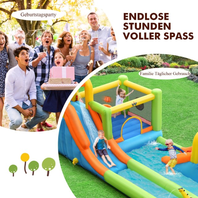 Costway Φουσκωτό Πάρκο Νερού με Τσουλήθρα & Παιχνίδια για Εξωτερικό...