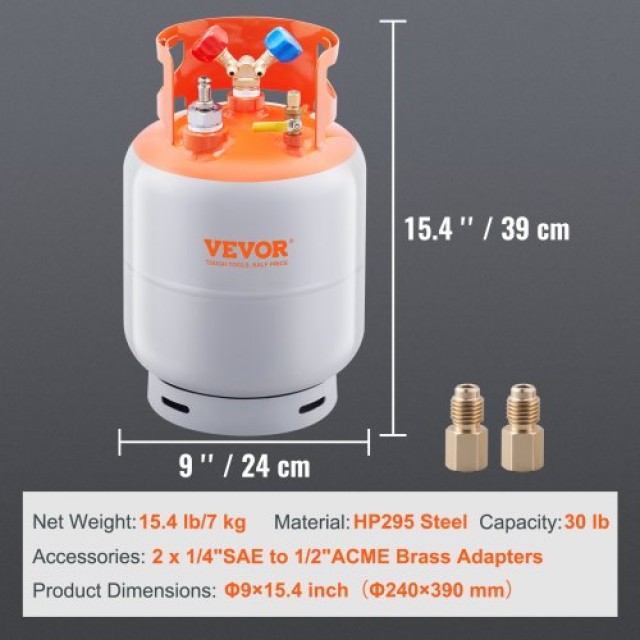 VEVOR  Δεξαμενή Ανάκτησης Ψυκτικού 30lb με Πλωτό Διακόπτη LMHSGDFDK...