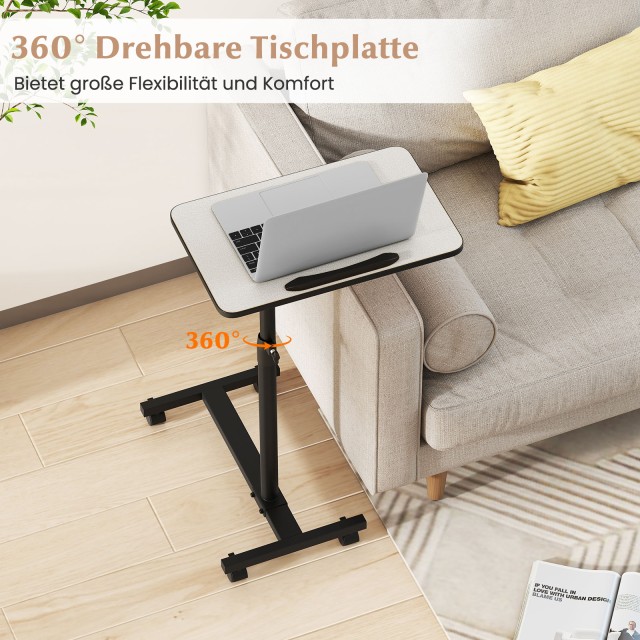 Costway Ρυθμιζόμενο Τραπέζι Κρεβατιού με Ρόδες, Κλίση & Περιστροφή ...