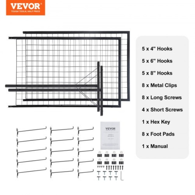 VEVOR  Πάνελ Πλέγματος 2x5.6 με Βάση, Διπλής Όψης για Εκθέσεις & Λιανική (2 Τεμάχια) LSWGQ6878INCNL5GHV0