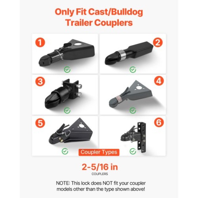 VEVOR Κλειδαριά Κουμπώματος Τρέιλερ 2-5/16 για Cast/Bulldog Συζεύκτ...