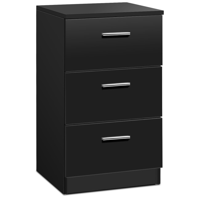 Costway Κομοδίνο με 3 Συρτάρια από Μοριοσανίδα 38 x 67 x 35cm Μαύρο...
