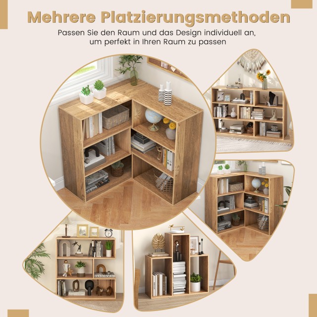 Costway Στέρεη Βιβλιοθήκη 3 Επιπέδων με Προστασία Ανατροπής 84 x 84...