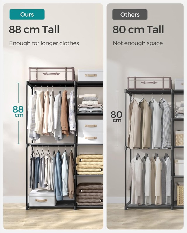 Φορητή Ανοιχτή Ντουλάπα – 43 x 182 x 182 cm – Μαύρο RYG037B02 Songmics