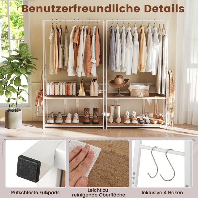 Costway Αυτόνομη Γκαρνταρόμπα με Ράφια και Ανθεκτική Κρεμάστρα Ρούχ...