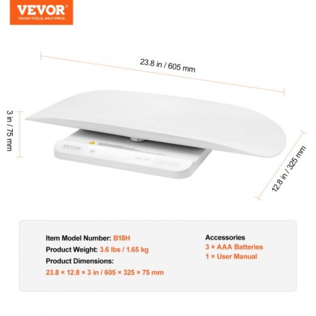 VEVOR Ζυγαριά Μωρού Bluetooth με Λειτουργία Κράτησης ZNLYEHYYECZNHX13LV9