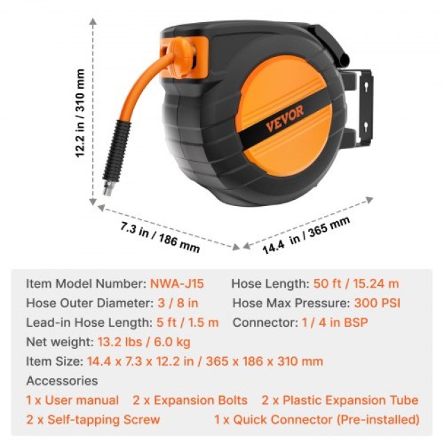 VEVOR  Αναδιπλούμενος Σωλήνας Αέρα 3/8 x 50 300 PSI  FBSKQRGJP50YKB...