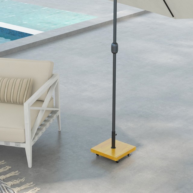 Outsunny  Βάση για Ομπρέλα 25kg από Μέταλλο και Τσιμέντο με Ρόδες και Εφέ Ξύλου, 45x45x36.5cm, Κίτρινο  84D-302V01YL