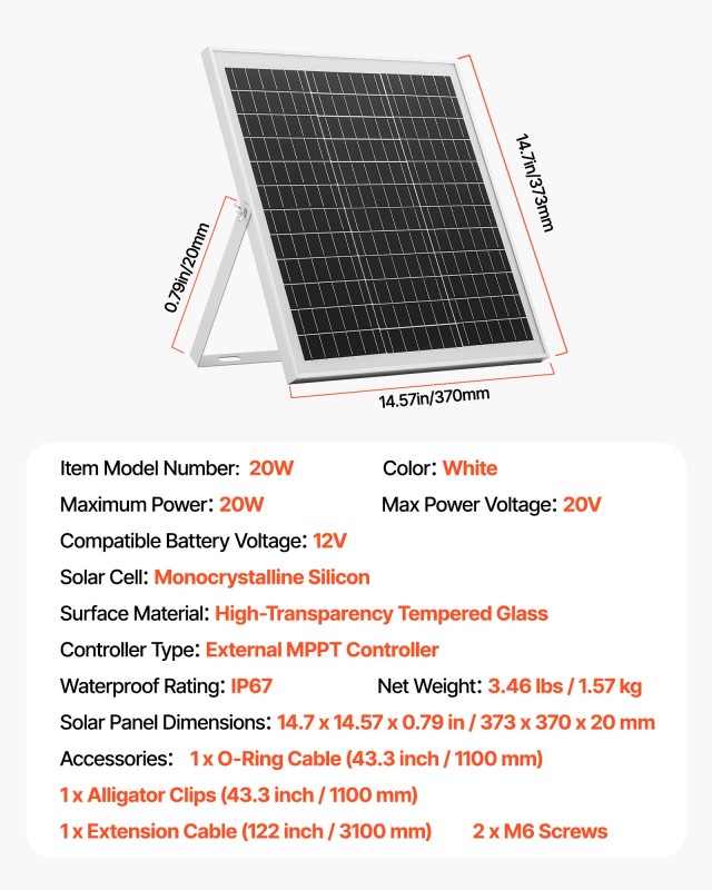 VEVOR Φορτιστής Μπαταρίας 20W 12V Ηλιακού Πάνελ με MPPT και Ρυθμιζό... VEVOR Φορτιστής Μπαταρίας 20W 12V Ηλιακού Πάνελ με MPPT και Ρυθμιζό...
