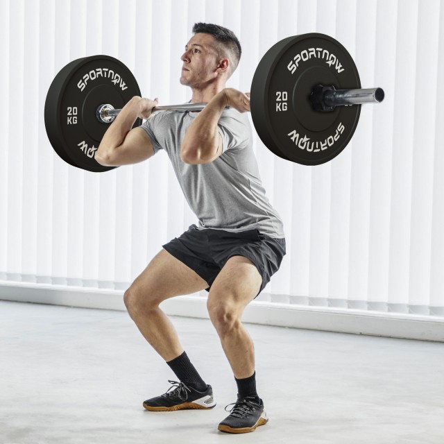 SPORTNOW  Σετ 2 Δίσκοι Βάρους 20kg από Καουτσούκ με Τρύπα 2/5 cm γι...