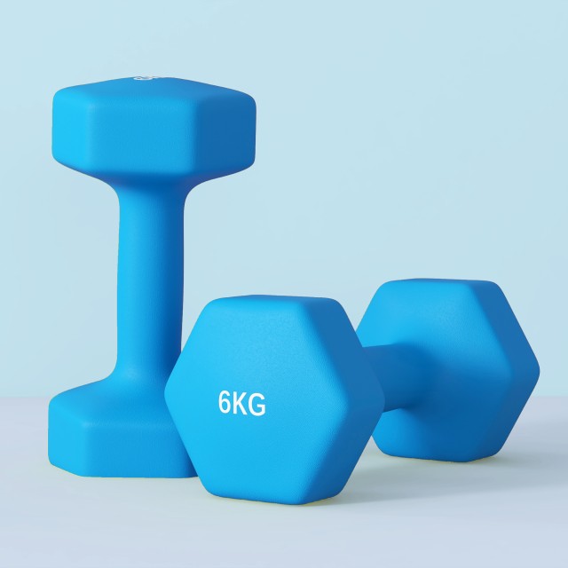 SPORTNOW Σετ 2 Εξαγωνικοί Αλτήρες 2x6kg από Μέταλλο και Πλαστικό με Αντιολισθητική Λαβή 22x10x10 cm Μπλε A91-315V05LB