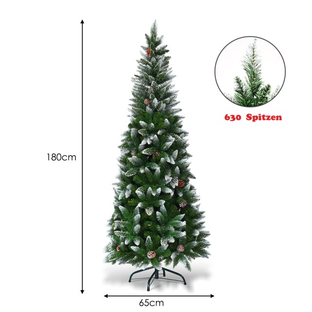 Costway Ρεαλιστικό Χριστουγεννιάτικο Δέντρο Slim Pencil 180 εκ ύψος...