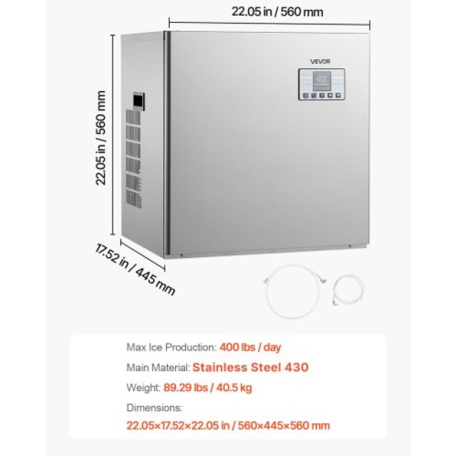 VEVOR Κεφαλή Μηχανής Παραγωγής Πάγου 181 kg/Ημέρα από Ανοξείδωτο Ατ...