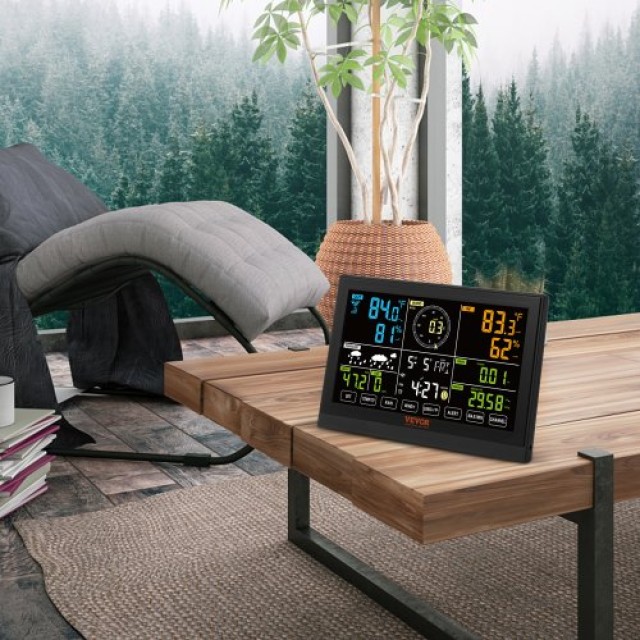 VEVOR 7-σε-1 Wi-Fi Μετεωρολογικός Σταθμός με Έγχρωμη Οθόνη 7.5, Αισθητήρας Εξωτερικού Χώρου με Ηλιακή Ενέργεια, Ειδοποιήσεις Συναγερμού  TYNQ75VAWIFI7T9PDV2