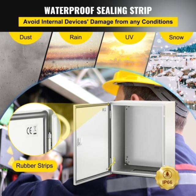 VEVOR NEMA Χαλύβδινο Κουτί 20x16x10 NEMA 4X, IP66 Αδιάβροχο & Ανθεκτικό στη Σκόνη, Εξωτερικού/Εσωτερικού Χώρου, με Πλάκα Στήριξης  DQXJSTCFS50X40X25V0